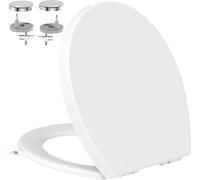 Tapa Wc Forma O Universal, YEAUPE PRO Asiento de Inodoro de Cierre Suave en Forma de O con Liberación Rápida para una Fácil Limpieza, Estándar ovalados, Blanco, 44,6 x 37,2 x 4,3 cm