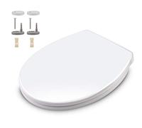 Tapa WC, Himimi Tapadera WC Universal con Bisagras Ajustables, Asiento de Inodoro en Forma de O, Tapa de WC Cierre Suave Lento, Desmontaje Rápido, Fácil de Limpiar(440 x 375 x 54 mm)