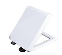 Tapa WC Rectangular. Asiento para Inodoro Cuadrada, Tapa de Inodoro de Cierre Lento, Bisagras Montaje Superior, Liberación Rápida para una Fácil Limpieza, Blanco, 45x35cm, PP