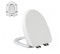 Tapa WC Universal, Asiento de Inodoro Universal en Forma de D/U con Cierre Suave y Liberación Rápida para una Fácil Limpieza, Tapa de Inodoro de PP, Tapadera WC Blanco, 02E, 42x34cm