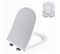 Tapa WC Universal, Asiento Inodoro Cuadrado, Soporta Hasta 200Kg, Instalación Sencilla, Desmontaje Rápido y Cierre Silencioso, Tapa de Inodoro de Urea Formaldehído, Blanco, 04K, 37x48.5cm