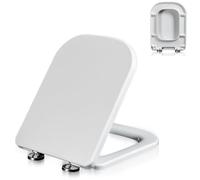 Tapa WC Universal, Asiento Inodoro Cuadrado, Soporta Hasta 200Kg, Instalación Sencilla, Desmontaje Rápido y Cierre Silencioso, Tapa de Inodoro de Urea Formaldehído, Blanco, 04C, 34x43.5cm