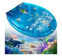 Tapa WC Universal con Suave Descenso Automático y Bisagras Ajustables, Mundo Marino Diseños, Tapa WC De Resina Color Azul, Fácil Limpieza Y Montaje, Tipos O/U/V