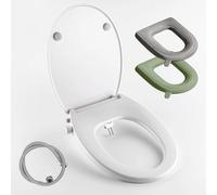 Tapa WC Universal de Bidet, Asiento de Inodoro Tapadera WC No Eléctrico con Ducha Doble Boquilla Mecanismo de Cierre Suave y 2 Cojines con Sistema de Liberación Rápida