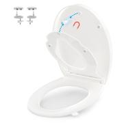 Tapa wc universal Familiar Forma de O, YEAUPE PRO Asiento de Inodoro con Cierre Suave en Forma de O con Liberación Rápida, Fácil de Limpiar, Blanco,44,6 x 37,2x 4,35CM