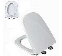 Tapa WC Universal - UF Resin, Asiento de Inodoro de Cierre Suave con Liberación Rápida para una Fácil Limpieza, Bisagras Ajustables, Soporta Hasta 200kg, Cuadrado, Blanco, 04H, 36.5x43.5cm