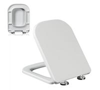 Tapa WC Universal - UF Resin, Asiento de Inodoro de Cierre Suave con Liberación Rápida para una Fácil Limpieza, Bisagras Ajustables, Soporta Hasta 200kg, Cuadrado, Blanco, 04B, 36x45cm
