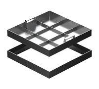 Tapa y Marco Arqueta de Acero Inoxidable 304, Tapa de Alcantarilla Invisible con Asa para Patio, Jardín, Pavimento, Sobrecarga de 5 Toneladas(70x70cm/28x28in)