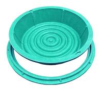 Tapa y Marco Arqueta Invisible Empotrada, Tapa de Alcantarilla Redonda Verde de Resina Compuesta con Nervadura de Refuerzo Inferior para Peatones, Jardín, Patio(50cm/20in)