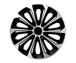 Tapacubos Extra Strong Negro/Plata, 16 Pulgadas, Juego de 4 Unidades