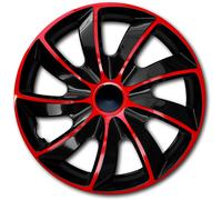 Tapacubos universal Renault Ford Honda Opel Audi 16 pulgadas rojo negro 4p QUAD