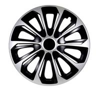 Tapacubos universales 14 pulgadas negro plata Strong DuoColor 4 piezas