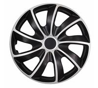 Tapacubos Universales de 14" 15" 16" 4 Piezas en Negro y Plata QUAD BICOLOR CS