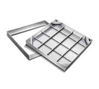 Tapas de alcantarilla de Acero Inoxidable 304 y Tapas cuadradas para fosas sépticas Tipo E con instalación Tipo F, aptas para pozos, alcantarillas y Tanques de Aguas residuales (90x90 cm).