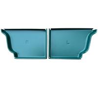 Tapas de aluminio estilo K verde griego de 6 pulgadas, juego izquierdo y derecho, se adapta a canalones de lluvia de aluminio estándar de 6 pulgadas (no compatible con canalones de plástico)