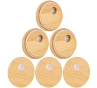 Tapas de bambú para vasos de vidrio, tapas de tarro Mason de boca regular con agujero para popote, tapas de repuesto de bambú para vasos de vidrio de boca regular (6 piezas) adecuadas para tazas con