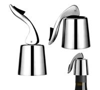 Tapas de botellas VIVIIHOO juego universal de 2-Tapón de vino de acero inoxidable con silicona para vino espumoso y botellas de vino-Mantiene el vino fresco y espumoso-Perfecto para fiestas