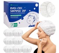 Tapas de champú sin enjuague, paquete de 7 tapas de champú sin enjuague para cuidado postrado en cama y poscirugía, gorros de ducha para lavado de cabello sin agua para ancianos, hospital, camping y
