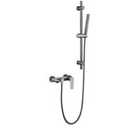 Tapas de ducha, pistola de latón montada en la pared Tabla de bañera gris de una sola manija de agua de agua fría y caliente grifo de bañera con grifos de bañera y ducha de mano de varilla de