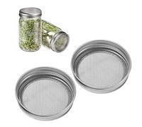 Tapas De Germinación, Kit De Germinación Apto Para Lavavajillas Sin Oxidación Malla De Acero Inoxidable Colador De Tarro 2 Piezas Para Brotes De Frijol Cultivo De Brócoli, Alfalfa, Frijol Mungo(70mm)