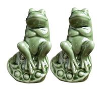 Tapas de Inodoro 2 Piezas Lindas Cubiertas de Inodoro de Rana Decorativas de Cerámica con Base Hueca Reemplazo de Cubiertas de Tazones Multiusos Accesorios, Estilo 1