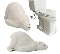 Tapas de inodoro para la parte inferior del inodoro, 2 tapas de rosca, cuenco decorativo de oso polar, lindo para baño de 4, 1x2 pulgadas