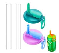 Tapas de latas de silicona con pajitas, 2 tapas para latas con 4 pajitas, cubiertas para latas de soda, tapas a prueba de fugas para bebidas latas estándar, cerveza, jugo (azul, morado)