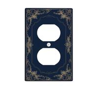 Tapas de pared con diseño floral dúplex, elegante adorno clásico, borde azul marino, placas de pared de plástico tamaño estándar para enchufes eléctricos para recámara, baño, cocina, entrada