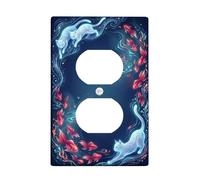 Tapas de pared dúplex para gatos, de fantasía, agua de pescado, sin azul, plástico, tamaño estándar, placas de pared para enchufes eléctricos para el hogar, sala de estar, decoración de apartamentos