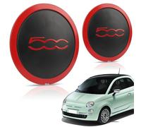 Tapas de Rueda de Centro Centrales Llantas Aluminio, Compatibles FIAT 500 Wheel Hup Cap Trim Número de Pieza 68078419 para FIAT 500 2012 2023 (2 PCS Borde Rojo Texto Rojo)