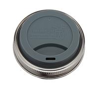 Tapas de silicona para bebidas con bandas de acero inoxidable antioxidantes de Mason Jar Lifestyle (paquete de 2, boca ancha, color gris carb n)