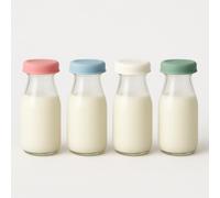 Tapas de silicona para botellas, se adaptan a botellas de vidrio de boca ancha de 48 a 51 mm, tapas reutilizables a prueba de fugas para leche, jugo, batidos, agua, paquete de 4