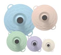 Tapas de Silicona Reutilizables 5 Piezas,Cierre Hermético con Ventosa, Ollas,Sartenes,Tazas y Platos,Refrigerador,etc.,Tapa Silicona para Olla y Tapa de Copa de Silicon,5 Tamaños Antifugas y BPA Free