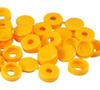 Tapas de tornillo con bisagras de plástico para muebles, 5 colores (50 unidades, amarillo)