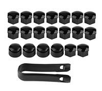 Tapas de tuercas de rueda 17 mm, 20 piezas 17 mm Tuerca Rueda de automóvil Buje automático Protección de tornillos Tapa antirrobo con juego de herramientas de extracción para Negro