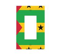 Tapas decorativas impresas de la bandera de Santo Tomé y Príncipe, placas de enchufe individuales y dobles duraderas para interruptores de luz, estilo U