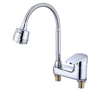 Tapas del fregadero de baño Latón cromo de 2 agujeros giratorios 360 grados Manejo individual de agua caliente y fría batidora de agua para fregadero de la cocina