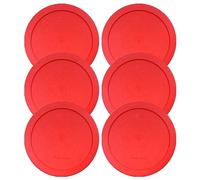 Tapas para recipientes redondos de vidrio Pyrex y Anchor (2 tazas, rojo, paquete de 6)