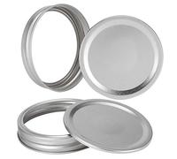 Tapas para Tarros Mason, Tapas de Sellado de Metal Divididas, Tapas Redondas de Hierro para Enlatado, Empaquetadas en Caja (10 Anillas Plateadas de 70mm con Puertos estándar)