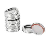 Tapas para Tarros Mason, Tapas de Sellado de Metal Divididas, Tapas Redondas de Hierro para Enlatado, Empaquetadas en Caja (10 Anillas hojalata Boca Ancha 86mm Plata + Pieza)