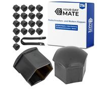 Tapas para tuercas de coche 19 mm, Color Gris, 20 x Tapones para tornillos de rueda con herramienta de desmontaje, Universal, para todas las marcas de coches, Ø 1,9 cm , Tapa de protección tornillo