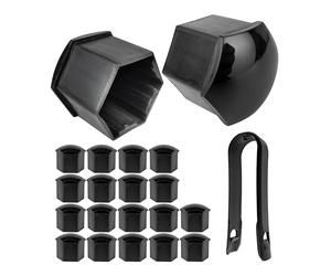 Tapas para tuercas de coche 19 mm, Color Negro, 20 x Tapones para tornillos de rueda con herramienta de desmontaje, Universal, para todas las marcas de coches, Ø 1,9 cm, Tapa de protección tornillo