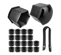 Tapas para tuercas de coche 21 mm, Color Negro, 20 x Tapones para tornillos de rueda con herramienta de desmontaje, Universal, para todas las marcas de coches, Ø 2,1 cm, Tapa de protección tornillo