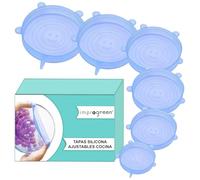 Tapas silicona ajustables cocina elasticas adaptables reutilizables Sin BPA aptas para Lavavajillas y microondas mantienen la Frescura y evitan derrames azules