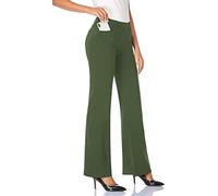 Tapata Pantalones Mujer 71cm/76cm/81cm/86cm Bootcut Elásticos con Bolsillos, Pequeño/Regular/Alto Pant para Oficina Negocios Casual Verde Oliva X-Large 81cm