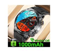 (Tape black) AK87 Smart Watch HD Bluetooth Call Outdoor Sports Health Monitor Men Black 1 Pack