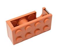 Tape Dispenser Cute Mini Building Block Shape Easy Cutting Desk Tape Holder for School Office Study Room PP Material Durable Portable (Naranja)