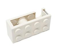 Tape Dispenser Cute Mini Building Block Shape Easy Cutting Desk Tape Holder for School Office Study Room PP Material Durable Portable (Blanca)