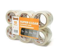 TAPEBEAR 12 Rollos Cinta de embalaje, Super Transparente Cinta de embalaje 48mm x 50m Cinta Adhesiva de alta resistencia 2.7 mil de grosor para envíos, mudanzas y almacenaje
