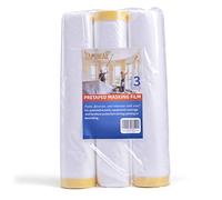 TAPEBEAR 3 Rollos Película Para Enmascarar, Película De Plástico Resistente Al Agua Y Al Polvo, 2 En 1 Cinta De adhesiva Pintor Protector, Para Pintura Automotriz, Cubrir Muebles, 26m x 27m
